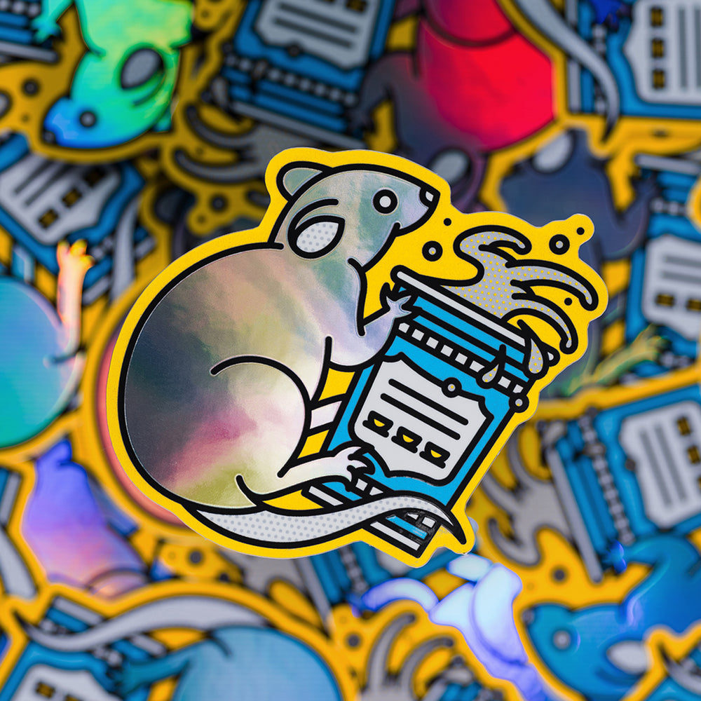 Coffee Rat Holographic Sticker